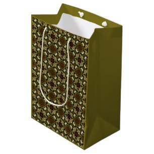 MVB Rich Bronze Gold Pattern Design Medium Gift Bag