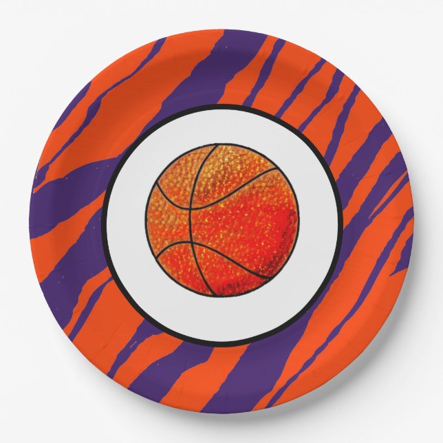 MVB Tiger Stripes Design- Basketball Paper Plate (Front)