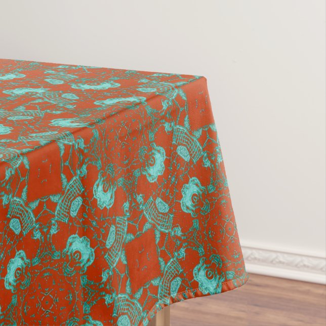 MVB Tribal Terracotta Green Blitz Tablecloth (In Situ)