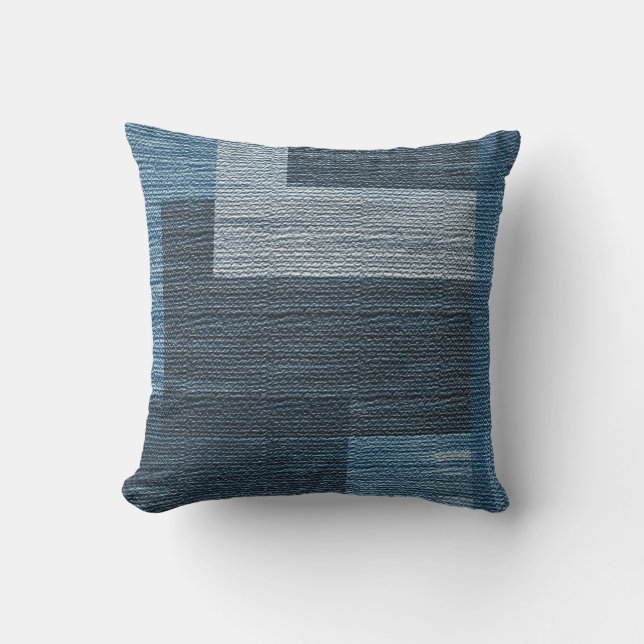 MVB Weathered Blue/Grey Faux Burlap design   Outdo Cushion (Front)