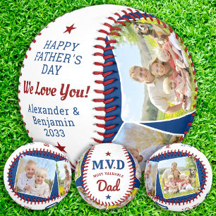 MVD - Most Valuable Dad - Custom 2 Photo Baseball