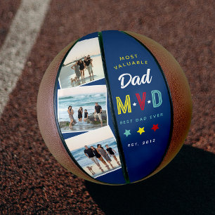 MVD - Most Valuable Dad Custom 3 Photo Keepsake Basketball