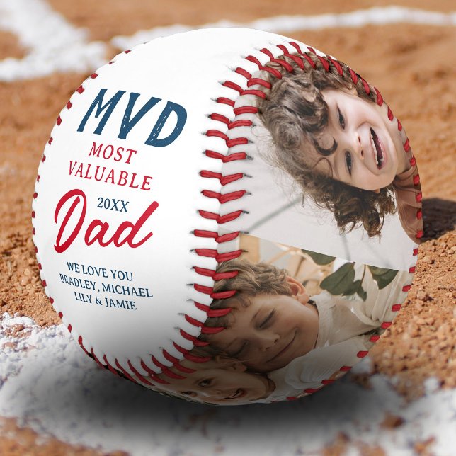 MVD Most Valuable Dad Two Photo Custom Baseball (Creator Uploaded)