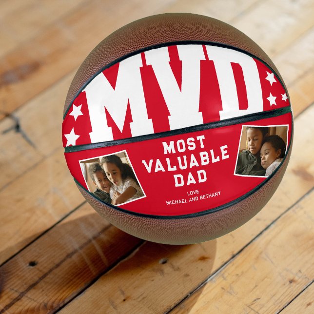 MVD Most Valuable Dad Two Photo Red Basketball (Creator Uploaded)