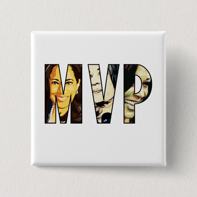 MVP Madam Vice President Kamala Harris 15 Cm Square Badge (Front)