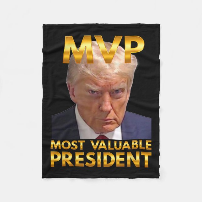 Mvp Most Valuable President Donald Trump New Golde Fleece Blanket (Front)