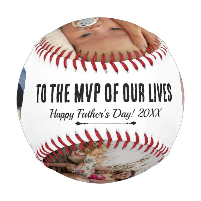 MVP of Our Lives with Custom Photos and Year Baseball (Back)