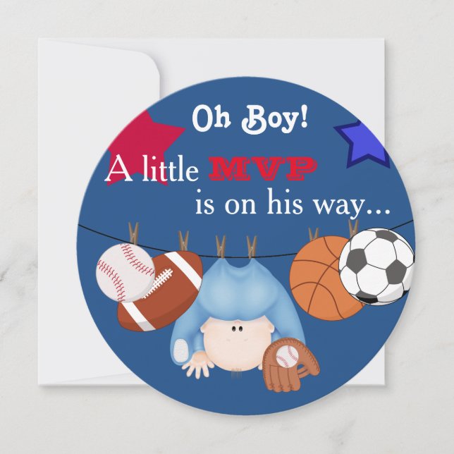 MVP Primary Colours Sports Baby Shower Invitation (Front)