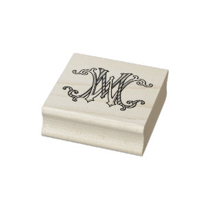 MW Initials WM Monogram Rubber Ink Stamp Wedding
