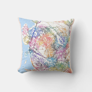 Mwanza Tanzania City Map Cushion