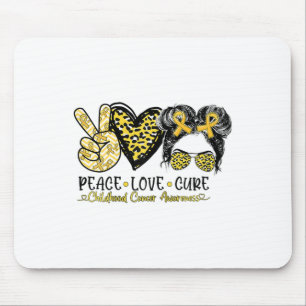 Mwpp Leopard Peace Love Cure Childhood Cancer Awar Mouse Mat