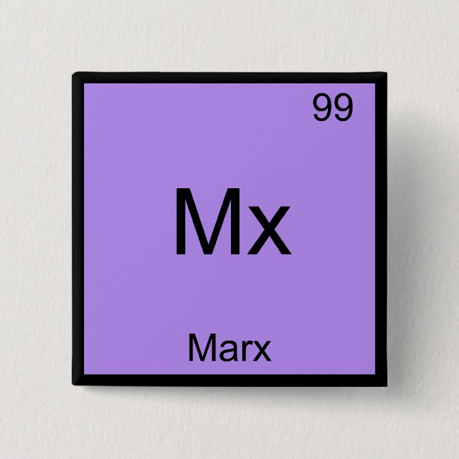 Mx - Marx Funny Element Chemistry Symbol T-Shirt 15 Cm Square Badge (Front)