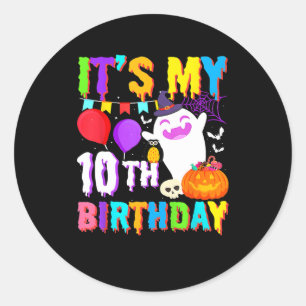 My 10th Birthday Gifts Ghost Pumpkin Halloween Cos Classic Round Sticker