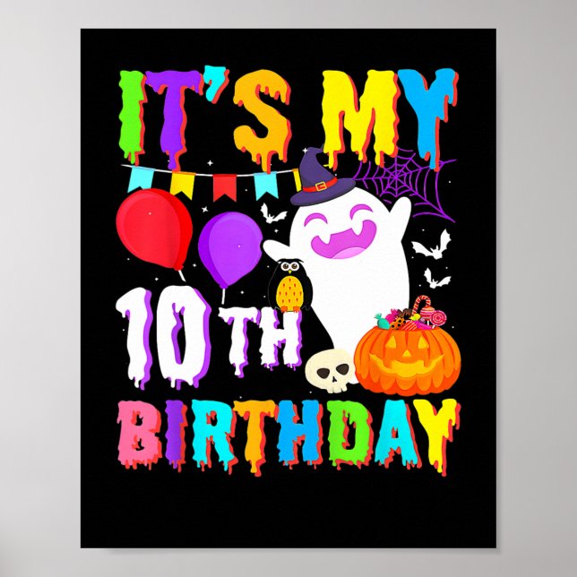 My 10th Birthday Gifts Ghost Pumpkin Halloween Cos Poster (Front)