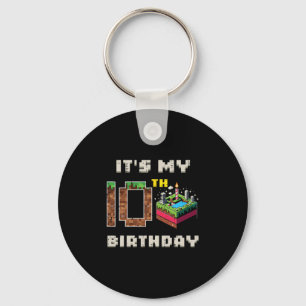 My 10th Birthday Pixel Game 10 Cake Gamer Boys Kid Key Ring