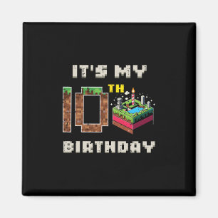 My 10th Birthday Pixel Game 10 Cake Gamer Boys Kid Magnet