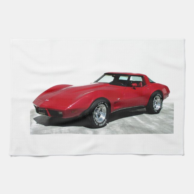 My 1979 Red Corvette Tea Towel (Horizontal)
