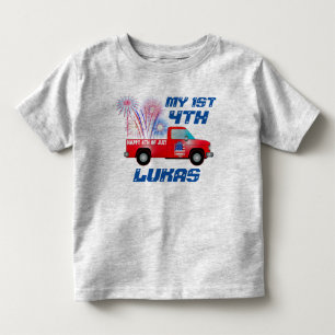 MY 1ST 4th of July Red White Blue Fireworks Truck Toddler T-Shirt