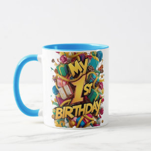 My 1st Birthday Cookies Cake And Balloons  Mug