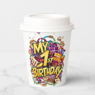 My 1st Birthday Cookies Cake And Balloons Paper Cups