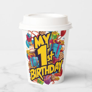 My 1st Birthday Cookies Cake And Balloons Paper Cups