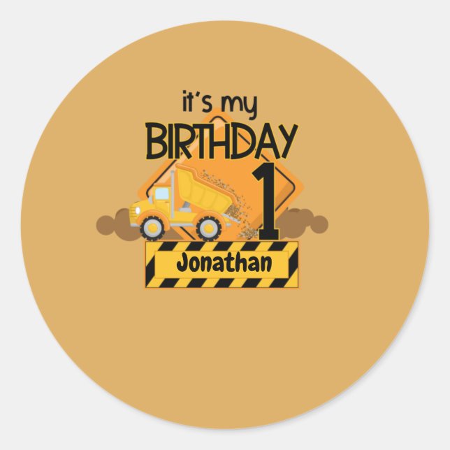 My 1st Birthday Dump Truck  Classic Round Sticker (Front)