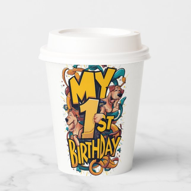 My 1st Birthday With Dogs Paper Cups (Front)