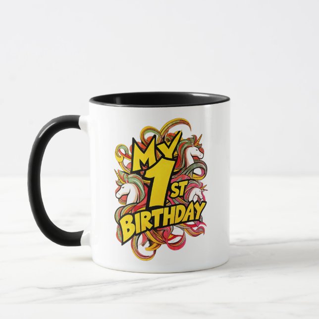 My 1st Birthday With Unicorns Mug (Left)