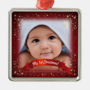 My 1st Christmas! - Add your photo! Metal Tree Decoration