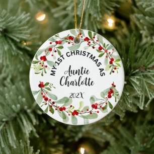 My 1st Christmas as Auntie, Photo, Personalized Ceramic Tree Decoration