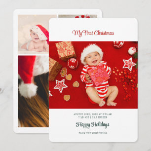My 1st Christmas Baby Photo Collage Script Holiday Card