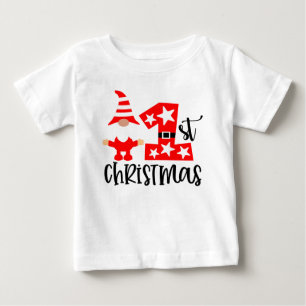 My 1st Christmas Cute Gnome Santa Modern Baby T-Shirt