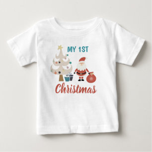My 1st Christmas Cute Santa Xmas Tree Baby T-Shirt