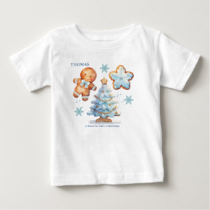 My 1st Christmas Gingerbread Boy Snowy Tree  Baby T-Shirt