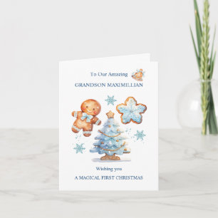 My 1st Christmas Gingerbread Boy Snowy Tree  Card
