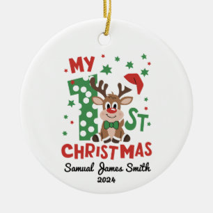 My 1st Christmas Reindeer - Custom Ceramic Tree Decoration