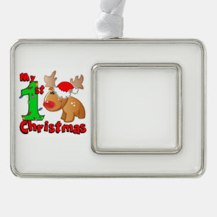 My 1st Christmas Reindeer Silver Plated Framed Ornament