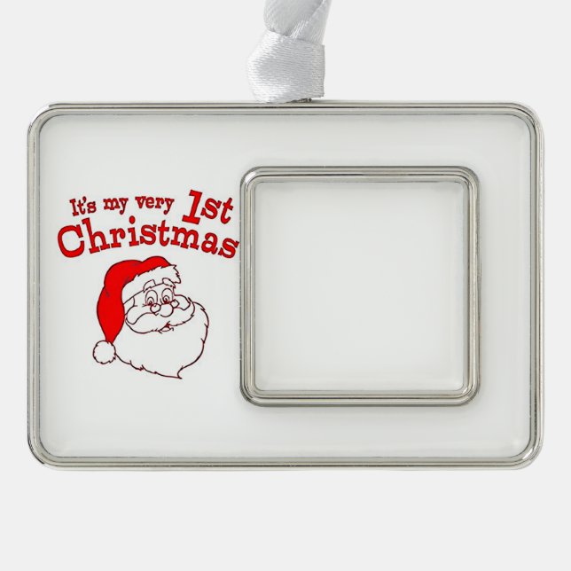My 1st Christmas Santa Silver Plated Framed Ornament (Front)