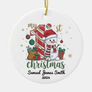 My 1st Christmas Snowman - Custom Ceramic Tree Decoration