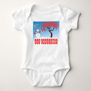 My 1st Christmas Snowman Looking up at the Moon Baby Bodysuit