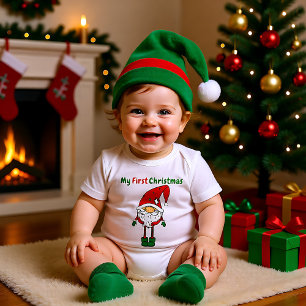 🎄 My 1st Christmas with Cute Santa Baby Bodysuit