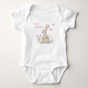 My 1st Easter Floral Easter Bunny  Baby Bodysuit