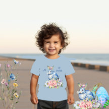 My 1st Easter Floral Wreath Blue Rabbit Pink Bloom
