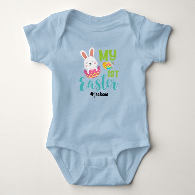 My 1st Easter Light Blue Baby Bodysuit (Front)