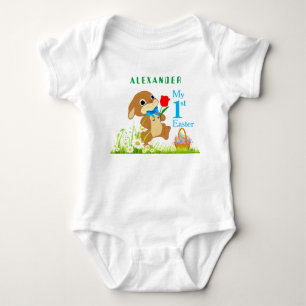 My 1st Easter Personalized Easter Bunny & Eggs Baby Bodysuit