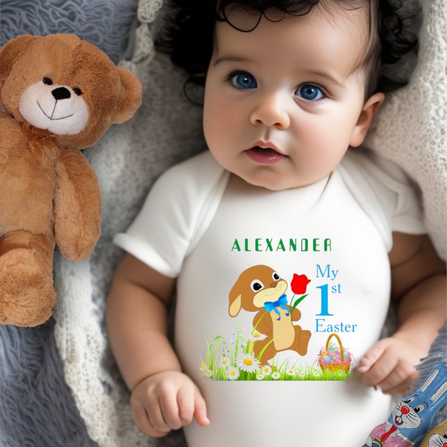 My 1st Easter Personalized Easter Bunny & Eggs Baby Bodysuit (Creator Uploaded)