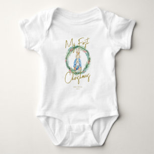 My 1st First Christmas Peter Bunny Rabbit Babygrow Baby Bodysuit