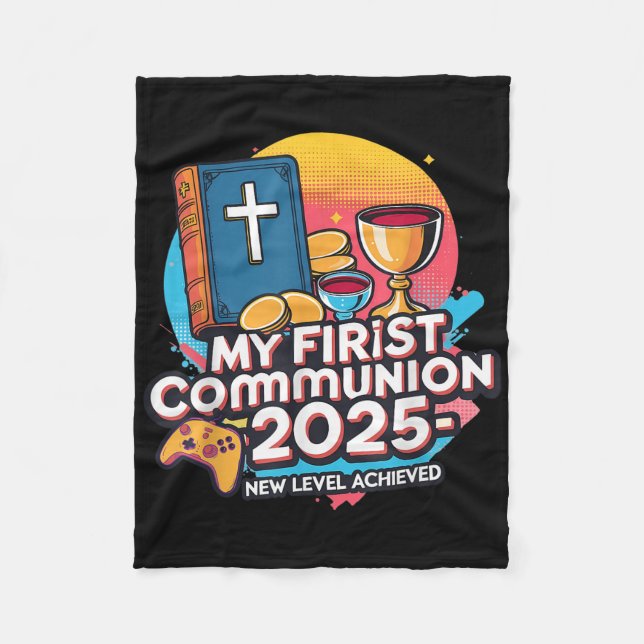 My 1st First Communion 2025 Video Game Controller  Fleece Blanket (Front)