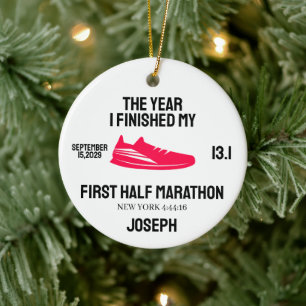 My 1st Half Marathon Runner First Running Sports Ceramic Tree Decoration