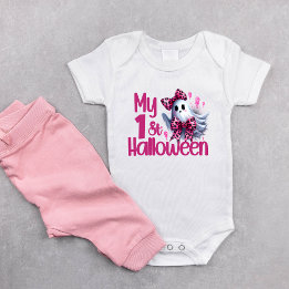 My 1st Halloween Funny Outfit Cute Baby Girl Ghost Bodysuit